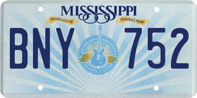MS license plate BNY752