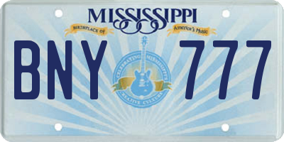 MS license plate BNY777