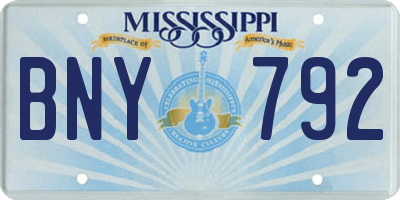 MS license plate BNY792
