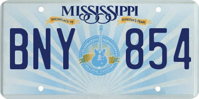 MS license plate BNY854