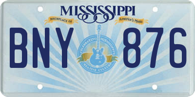 MS license plate BNY876
