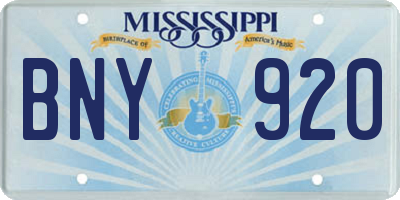 MS license plate BNY920