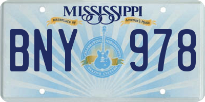 MS license plate BNY978