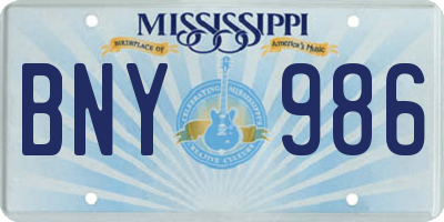 MS license plate BNY986
