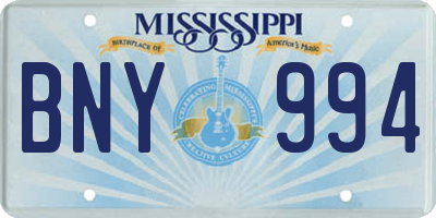 MS license plate BNY994