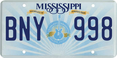 MS license plate BNY998