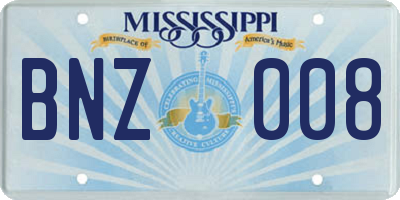 MS license plate BNZ008