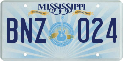MS license plate BNZ024
