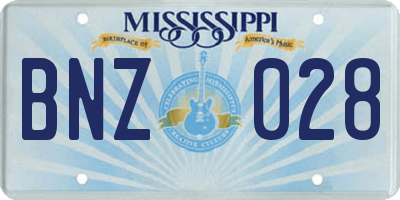 MS license plate BNZ028
