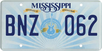 MS license plate BNZ062