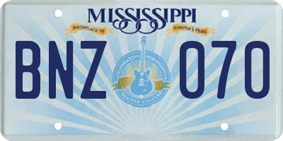 MS license plate BNZ070