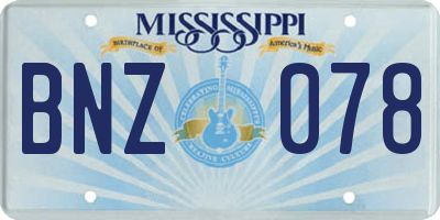 MS license plate BNZ078