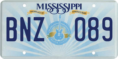MS license plate BNZ089