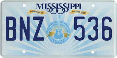 MS license plate BNZ536