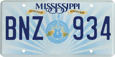 MS license plate BNZ934