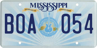 MS license plate BOA054