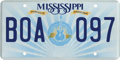 MS license plate BOA097