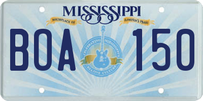 MS license plate BOA150