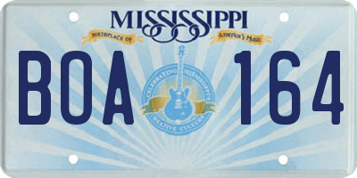 MS license plate BOA164