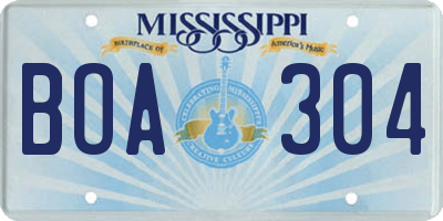 MS license plate BOA304