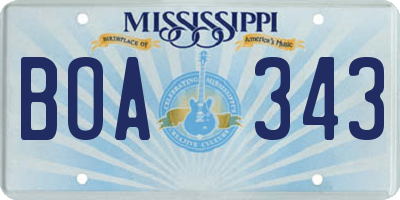 MS license plate BOA343