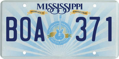 MS license plate BOA371