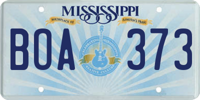 MS license plate BOA373
