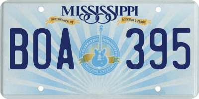 MS license plate BOA395