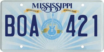MS license plate BOA421