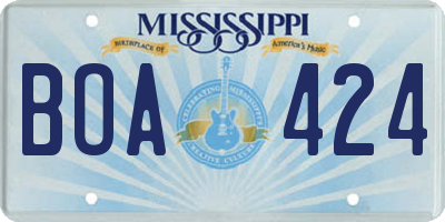 MS license plate BOA424