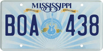 MS license plate BOA438