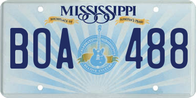 MS license plate BOA488