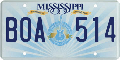 MS license plate BOA514