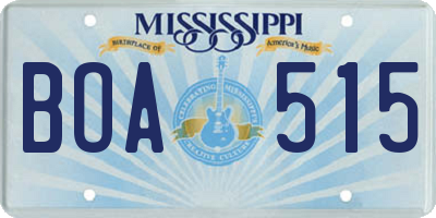 MS license plate BOA515