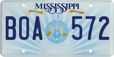 MS license plate BOA572