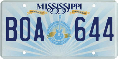 MS license plate BOA644