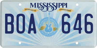 MS license plate BOA646