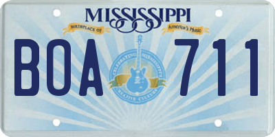 MS license plate BOA711
