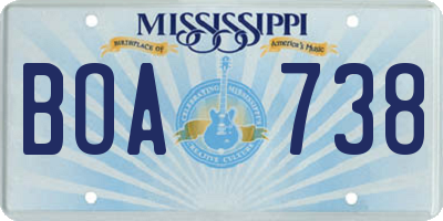 MS license plate BOA738