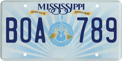 MS license plate BOA789