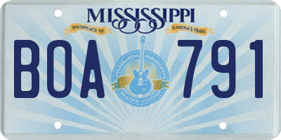 MS license plate BOA791