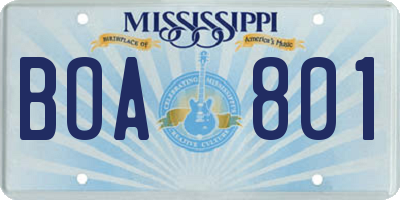 MS license plate BOA801
