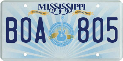 MS license plate BOA805