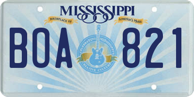 MS license plate BOA821
