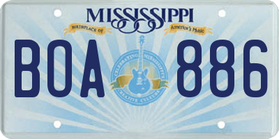 MS license plate BOA886
