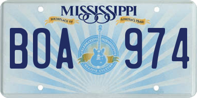 MS license plate BOA974