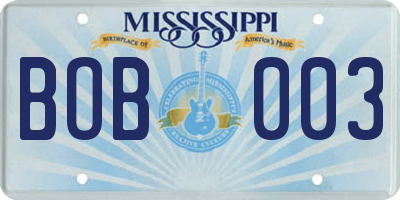 MS license plate BOB003