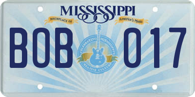 MS license plate BOB017