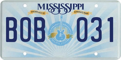MS license plate BOB031