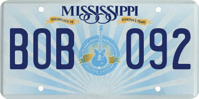 MS license plate BOB092
